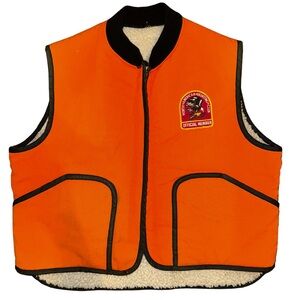 Bold Orange Vest with Black Trim and Stand-Up Collar